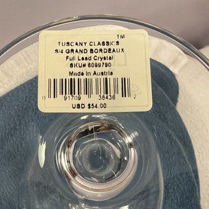 Lenox Crystal Tuscany classics set of 2 Grand Bordeaux wine glasses OH4907